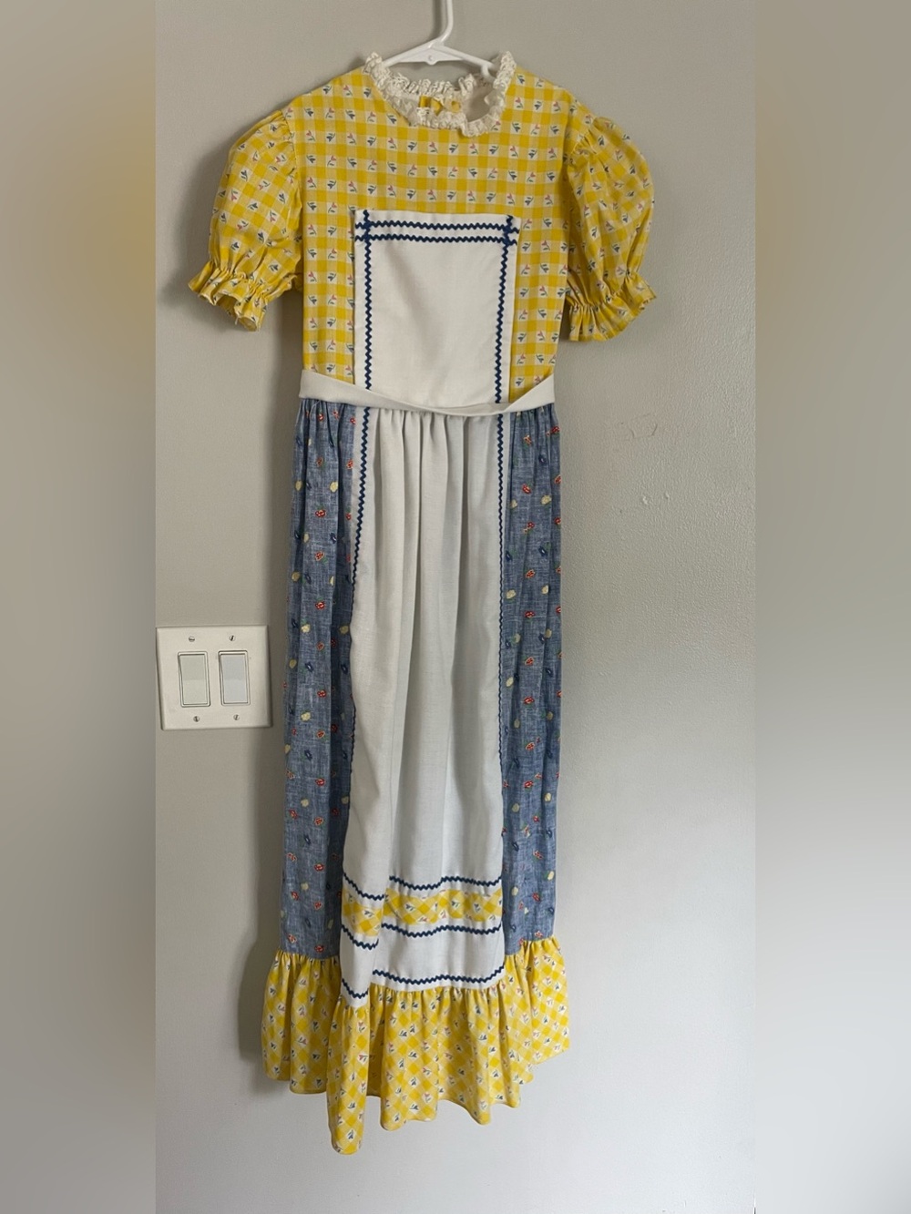 Vtg Girls Cinderella 70s Calico Maxi Prairie Floral Cottage Boho Dress Sz 10